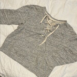 H&M Gray Lace-Up Sweater